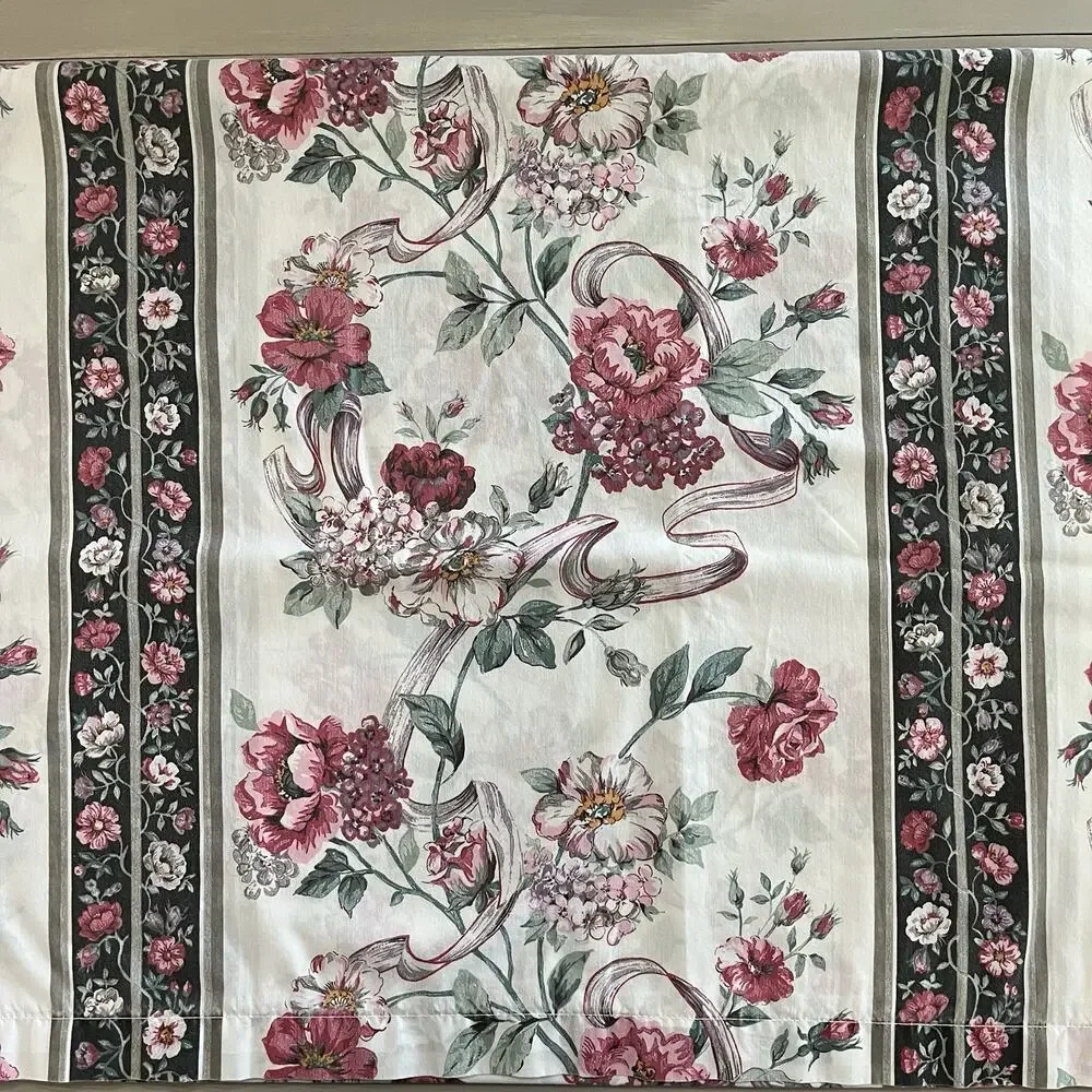 VTG Percale Thomaston Queen Flat Sheet & 2 Pillow Cases English Garden Floral - Picture 5 of 6